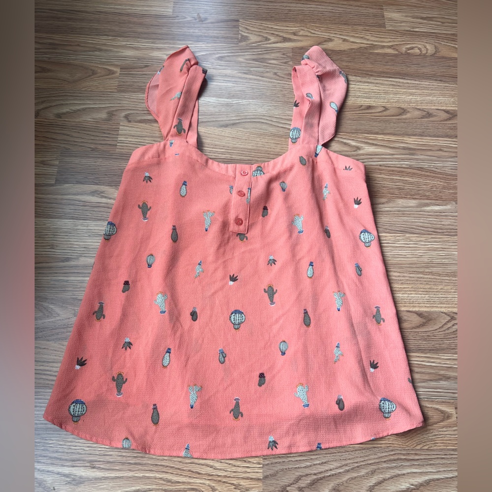 New Torrid Pink All Over Cactus Print Crepe Tank Top Womens 00 M/ L